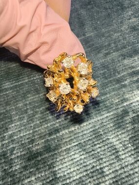 Source Unknown Gold-Tone Crystal Cluster Ring - Gold & Clear